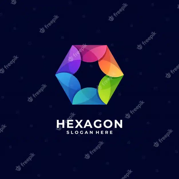 Logo illustration hexagon gradient colorful style. Premium Vector