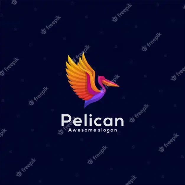 Logo illustration pelican gradient colorful style. Premium Vector