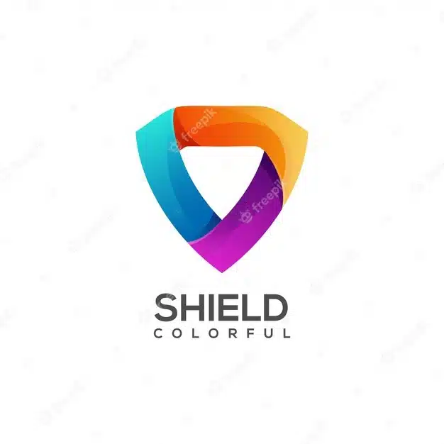 Logo illustration shield colorful gradient Premium Vector