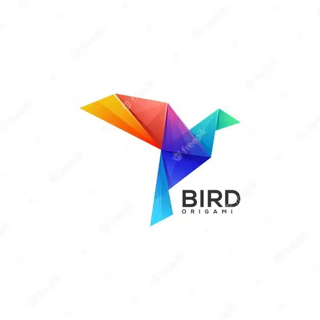 Logo origami bird gradient colorful style Premium Vector