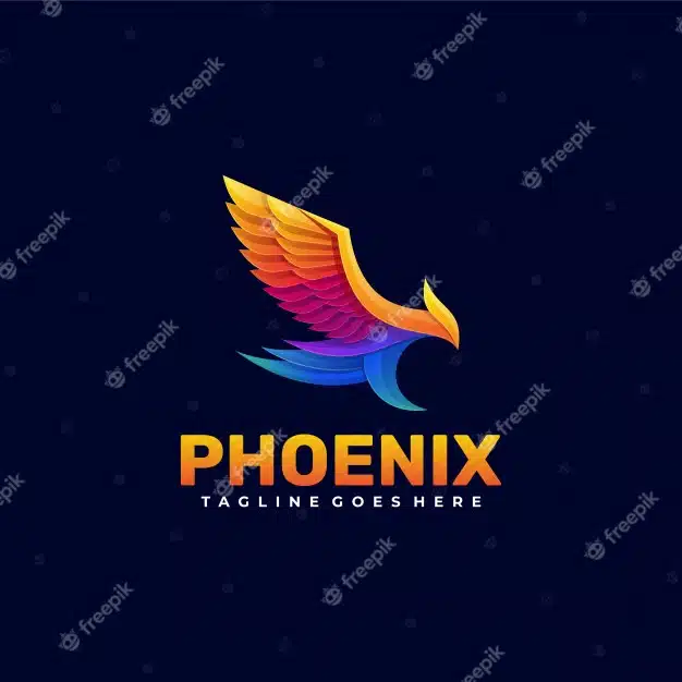 Logo phoenix gradient colorful style. Premium Vector