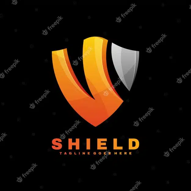 Logo shield gradient colorful style. Premium Vector