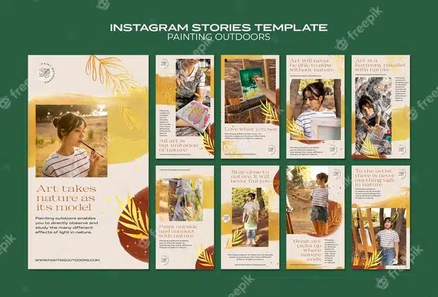 Painting outside instagram stories template Premium Psd