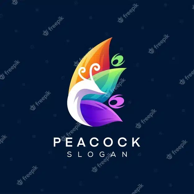 Peacock color gradient logo design Premium Vector
