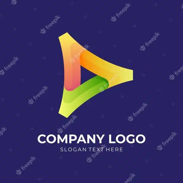 Play button logo design with 3d colorful style Premium Vector