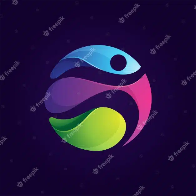 Rounded colorful people run sport logo Premium Vector