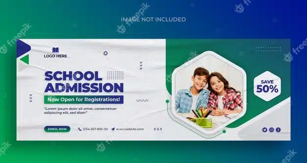 School admission social media web banner flyer and facebook cover photo design template Premium Psd