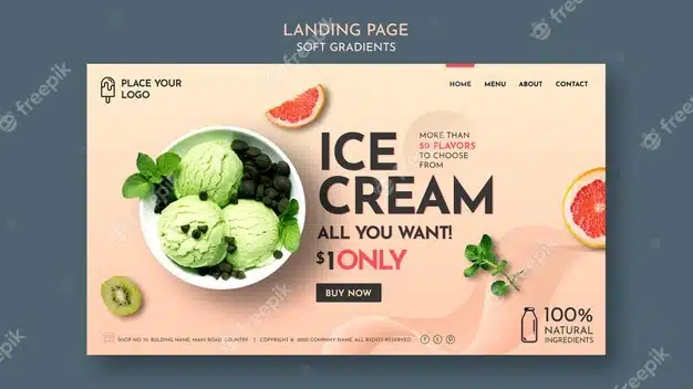 Soft gradient ice cream web template Premium Psd