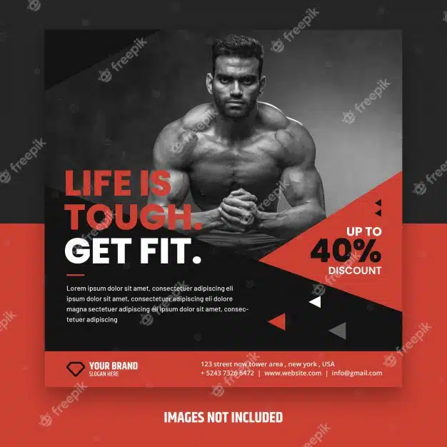Square fitness flyer Premium Psd