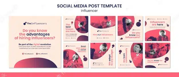 Square social media post template design for influencers Premium Psd