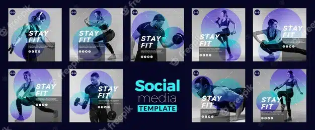 Stay fit concept social media template Premium Psd