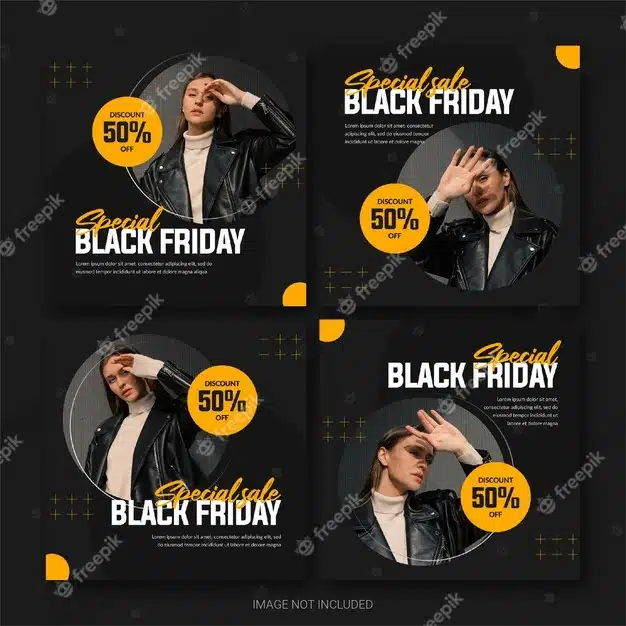 The black friday campaign instagram post bundle template Premium Psd