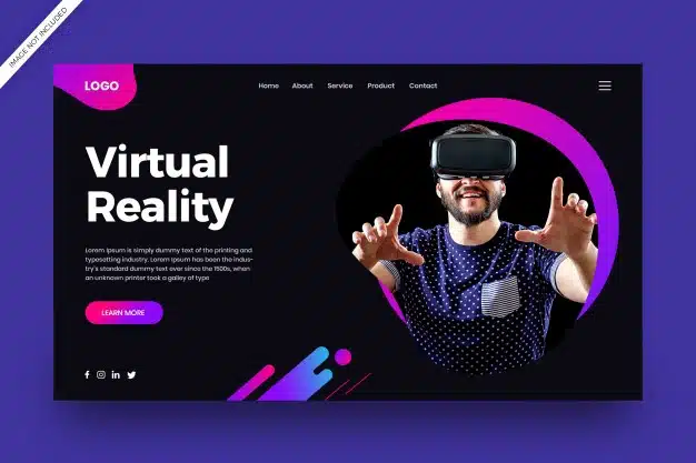 Virtual reality landing page Premium Psd