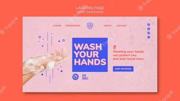 Wash your hands landing page Premium Psd