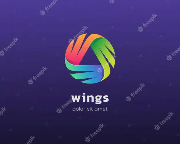 Wings logo. colorful triple wings logo Premium Vector