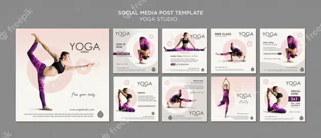 Yoga studio social media post template Premium Psd