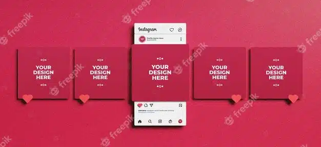 3d rendered instagram interface for social media post mockup Premium Psd