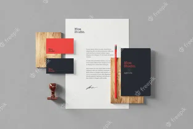 Branding and stationery mockups top view Premium Psd