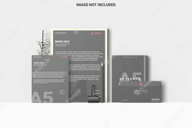 Business stationery mockup top view Premium Psd