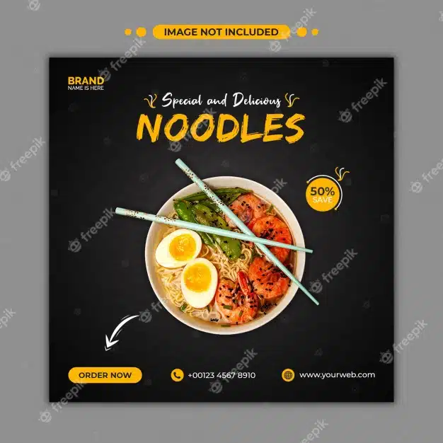 Delicious noodles social media post and web banner template Premium Psd