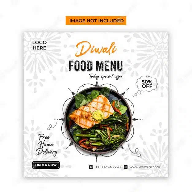 Diwali food social media and instagram post template Premium Psd