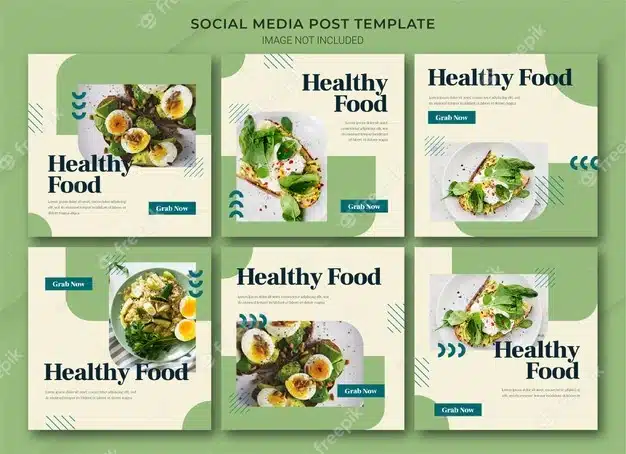 Food online shopping instagram post bundle template Premium Psd