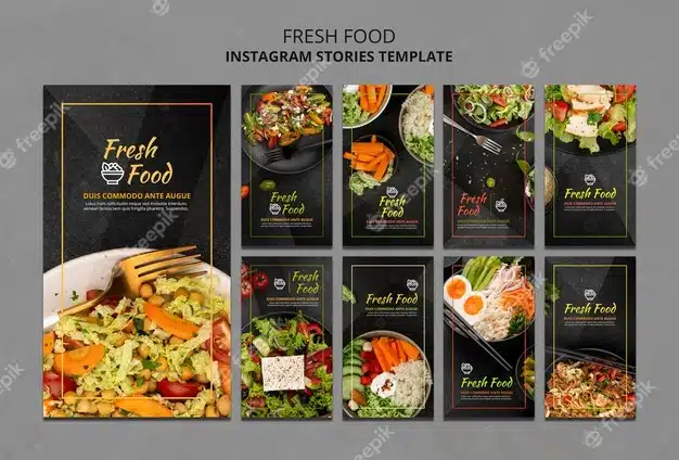 Fresh food instagram stories template Premium Psd