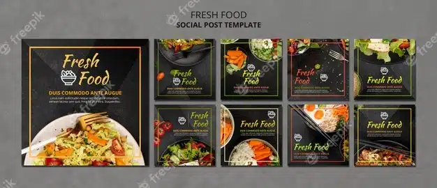 Fresh food social media post template Premium Psd