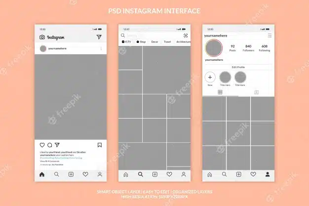 Instagram interface template premium Premium Psd