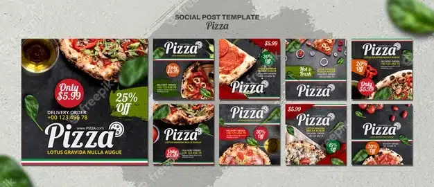 Instagram posts collection for italian pizza restaurant Premium Psd