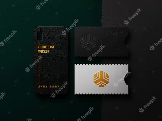 Luxury logo mockup on card and phone case Premium Psd