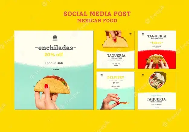 Mexican restaurant social media post template Premium Psd