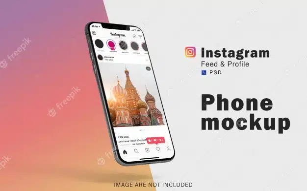 Mobile phone mockup for social media Premium Psd