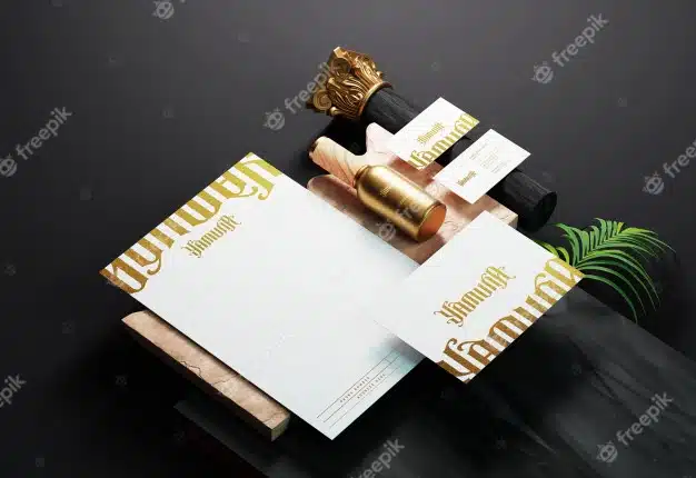Modern corporate brand identity and stationery mockup with gold foil print effect Premium Psd
