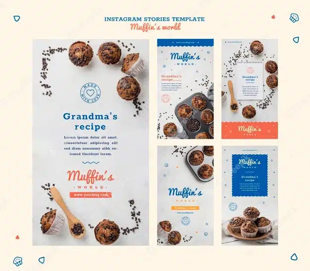 Muffins concept instagram stories template Premium Psd