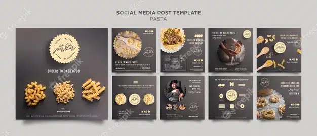 Pasta shop social media post template Premium Psd