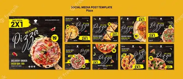 Pizza restaurant social media posts template Premium Psd