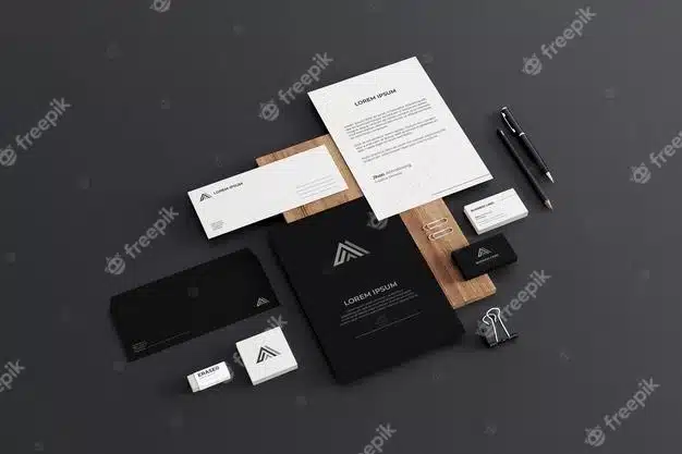 Realistic business stationery mockup company Premium Psd