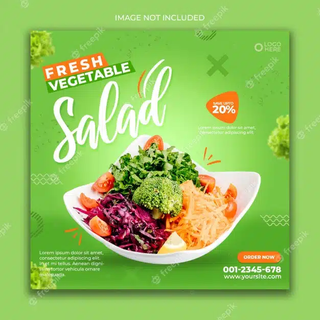 Social media banner post food green salad Premium Psd