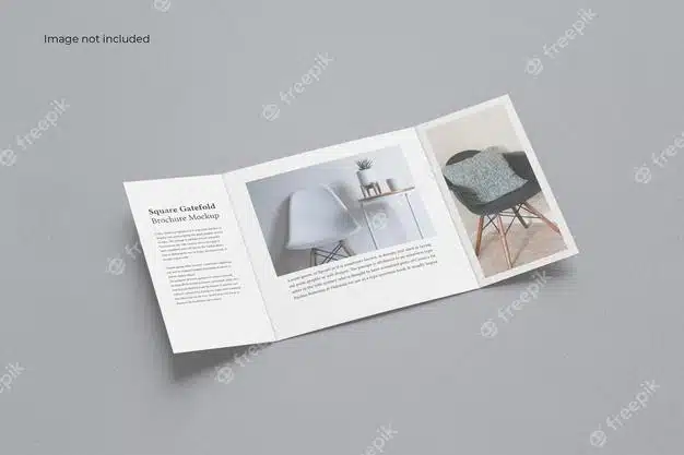 Square gate fold brochure mockup Premium Psd