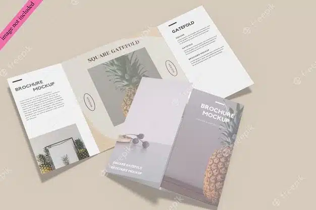 Square gatefold brochure mockup Premium Psd