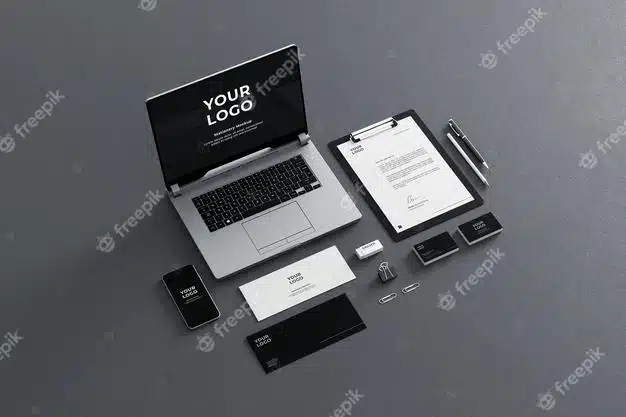Stationery mockup for business company black grey Premium Psd