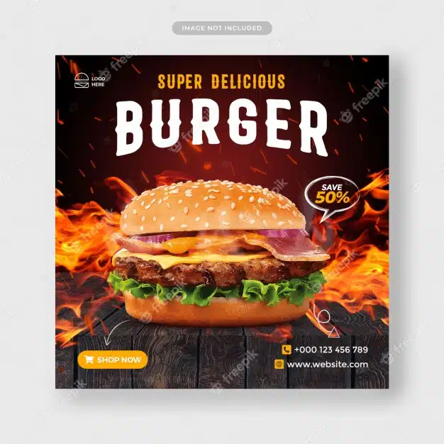 Super delicious burger and food menu facebook cover template Premium Psd