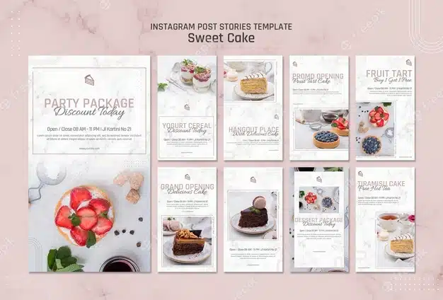 Sweet cake shop instagram stories template Premium Psd