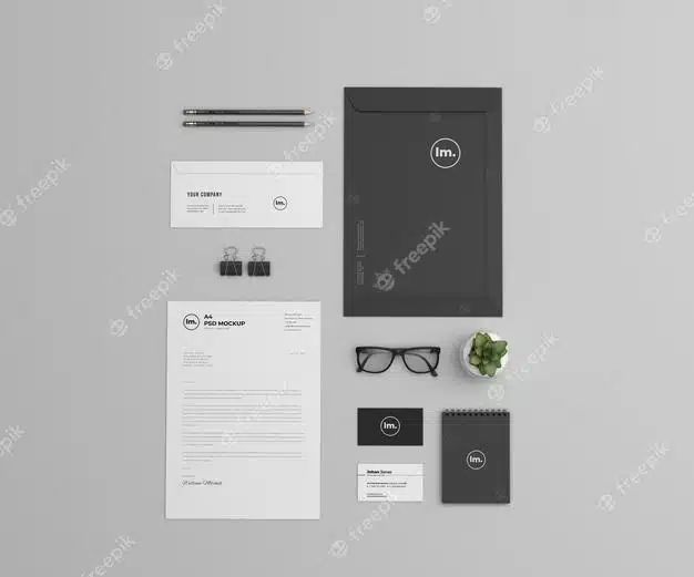 Top view branding and stationery mockup design isolated Premium Psd