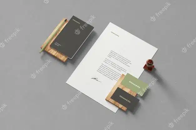 Top view on branding and stationery mockup Premium Psd