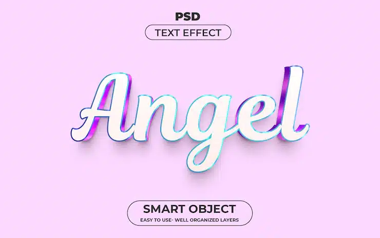 Angel 3d editable text effect style premium psd template with background Premium Psd