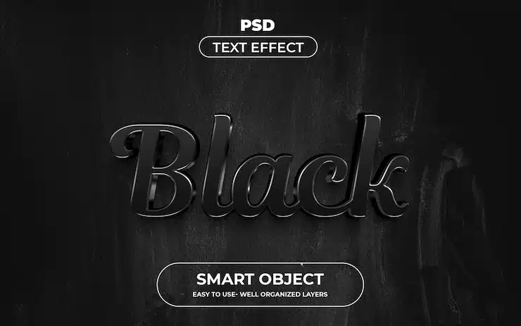 Black 3d editable text effect style premium psd template with background Premium Psd