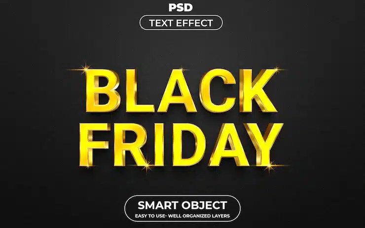 Black friday 3d editable text effect style premium psd template with background Premium Psd