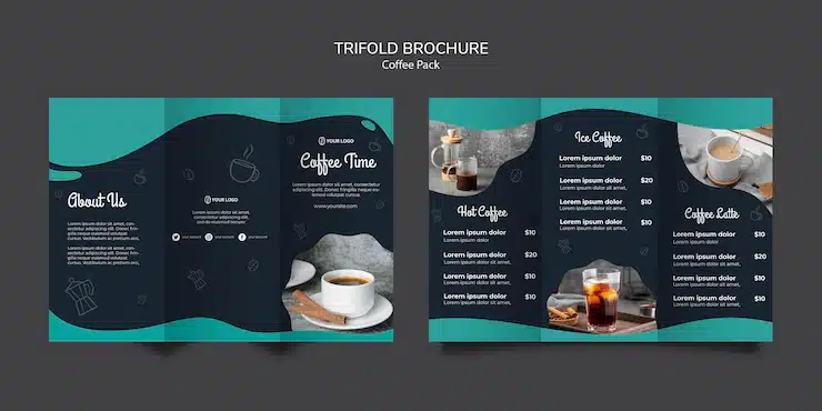 Brochure template with coffee concept Free Psd